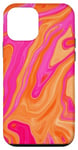 Coque pour iPhone 12 mini Motif tendance en forme de marbre rose et orange