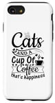 Coque pour iPhone SE (2020) / 7 / 8 Cats And A Cup Of Coffee That's Happiness - Amoureux des chats