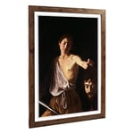 Big Box Art Framed Print of Michelangelo Caravaggio David with The Head of Goliath Design | Wall Art Picture| Home Decor for Living Room, Bedroom, Office, Walnut, A2 / 24.5x18 Inch / 62x45cm