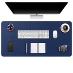 DOBAOJIA Tapis de Souris Grand Prolongé Mouse Pad Mat XXL sous Main Bureau en Cuir Tapis de Portable Pad Écriture pour Bureau/Domicile/Gaming, PU Étanche + Suède Antidérapant 90 x 43 cm (Bleu Foncé)