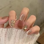 Cat Eye False Nails Short Ballerina Press on Nails Fashion Nail Tips  DIY