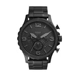 FOSSIL Nate Montre Pour Homme, Mouvement Chronographe à Quartz, Bracelet en Acier Inoxydable ou en Cuir, Gris Foncé, 50mm