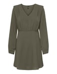 ONLY Onlnova Life Vis L/S Monica Dress Solid Robe, Kalamata, S Femme