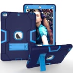 Coque Enfant Pour Ipad 9.7" 2018/2017 - Robuste Antichoc Heavy Duty Durable Protection Corporelle Complète Cover Case Pour Ipad A1893 A1954 A1822 A1823- Bleu Marine/Bleu