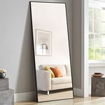 NeuType 71"x24" Large Mirror Full Length Mirror Aluminum Alloy Frame Floor Mirror Wall-Mounted Mirror for Living Room, Bedroom, Hanging or Leaning Against Wall, Black (No Stand)