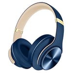 DOQAUS Bluetooth Headphones Over Ear, Bluetooth 5.3 Wireless Headphones, 90Hrs Playtime, 3 EQ Modes, Foldable Headphones Wireless with Mic, Soft Memory Protein Earpad, for Phone/PC/Travel(Navy Blue)