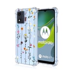 WOKEZ Coque pour Motorola Moto E13, Transparente TPU Coque pour Moto E13 avec Motifs Floral, Clear Phone Case Cover pour Motorola E13 Slim Antichoc TPU Girly Bumper Protection-B39