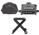 Ninja Woodfire OG701UK Electric BBQ Grill & Smoker, Cover & Stand Bundle