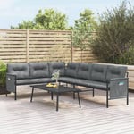 vidaXL Canapé d'Angle de Jardin, Siège avec Coussins et Dossier, Meuble de Terrasse Patio Extérieur, Anthracite Acier et 362812