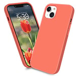 Handzer Coque Orange - Compatible avec Apple iPhone 13 Mini, Housse Antichoc en Silicone Liquide, Protection intégrale, Coque de Protection Anti-Rayures, Doublure Microfibre