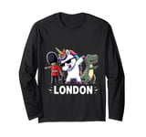 Dabbing Unicorn Dinosaur Men Women Boys Girls London England Long Sleeve T-Shirt