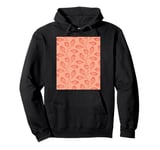 Climbing Vine Leaves In Red Pink On Pink Pullover Hoodie