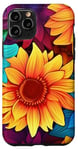 Coque pour iPhone 11 Pro Rainbow Sunflowers - Tournesols Arc-en-Ciel Vibrants