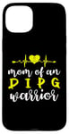 Coque pour iPhone 15 Plus Ruban jaune « Mom Of An DIPG Warrior Heartbeat »