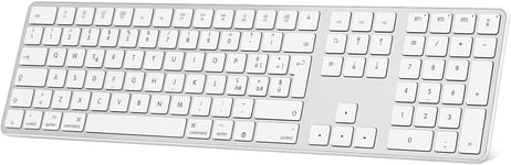 Clavier Bluetooth,Rechargeable Pour Mac Os, Disposition Italienne Avec Pavé Numérique, Compact Avec Macbook Air/Pro/Imac, Trois Modes Bluetooth Et Design Ergonomique, Blanc