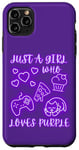 Coque pour iPhone 11 Pro Max Graphique violet Just A Girl Who Loves pour femmes, adolescents et enfants