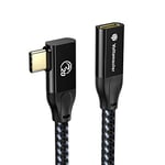 Yottamaster USB3.2 Gen2x2 Extension Cable 1m, Right Angle USB C Exender Lead PD 100W 4K@60Hz Braided Extender Compatible with Macbook, Hub, Phones