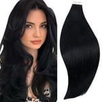 RUNATURE Extension Cheveux Naturel Adhesif Noir Tape Extension Cheveux Naturel Noir 22 Pouces/55cm 20 Pièces/50g Extension Adhesive Cheveux Naturel Noir #1