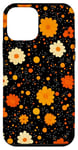 Coque pour iPhone 12 mini Noir Moderne Polka Dots Wild Automne Automne Fleurs Floral