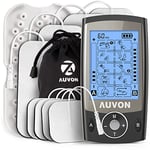 AUVON Dual Channel TENS Machine for Pain Relief, TENS Unit Muscle Stimulator with 20 Modes, 2" and 2"x4" TENS Pads Replacement (Black)