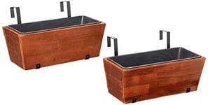 Amazon Aware Lot de 2 pots de fleurs rectangulaires en bois d’acacia, à suspendre, pour le jardin, 46 cm, marron