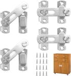 4 Pcs Loquet De Porte En Acier Inoxydable,Petite Serrure De Porte Sécurité Loquet Coulissant Vis,180° Loquet Porte Coulissante Verrou De Porte Exterieur Pour Porte,Fenêtre,Placard Et Jardin(Argent)