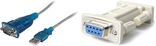 StarTech.com Câble Adaptateur USB vers Série DB9 RS232 - Mâle/Mâle (ICUSB232V2) & Adaptateur Null Modem DB9 série RS232 - F/F