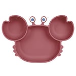 Vicloon Assiette Ventouse Pour Bébé,Assiette Bebe Silicone Avec 3 Compartiments, Passe Au Lave-vaisselle Et Au Micro-ondes, S'adapte à La Plupart Des Plateaux de Chaise Haute (Rose Rouge)