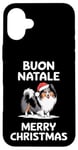 Coque pour iPhone 16 Plus Buon Natale, chien de berger des Shetland, Sheltie, Noël, Italie, Père Noël