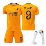 2425 Real Madrid Borta nr 9 Mbappe Fotbollströja Orange No. 9 Mbappe #S(160-170 cm)