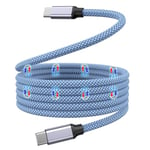 Magtame USB C Charger Cable, 240W(5A) 3.3ft Magnetic USB C to USB C Cable, Nylon Coiled Type C Fast Charging Cable for Samsung,for USB C Device, Patent Product, Blue