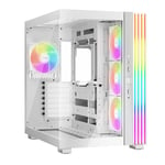 be quiet! Light Base 600 LX White PC Case, Stunning Panoramic View, Show Case, Dual Chamber Design, Solid ARGB LED Strip, 4 Light Wings LX PWM Fans, Inverted and Horizontal Usable