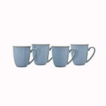 Denby - Elements Blue Coffee Mug Set of 4 - 330ml Stoneware Ceramic Tea Mug Set For Home & Office - Dishwasher Safe, Microwave Safe - Blue, White - Chip Resistant