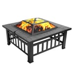 HYCHIKA Boule à feu avec Pare-étincelles et Grille pour Le Jardin, Le Patio, Le Chauffage et Les barbecues