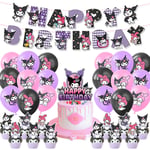 Kuromi-tema festartiklar Dekorationsbanderoll Ballonger Kit Tårta Cupcake Toppers Set Rekvisita Gåvor