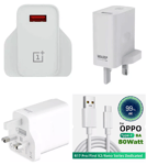 For Oppo Phone USB-A Fast Mains Plug 30W + Oppo 80Watt USB To Type C cable