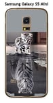 Onozo Coque Samsung Galaxy S5 Mini Design Chat Tigre Blanc