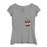 T-Shirt Femme Col Echancré Poche Surprise Soda Boisson Sucre Film Dessin