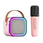 (Pink With 1 Microphone)Karaoke Machine Speaker With Wireless Microphone