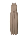 Slfanola Sl Str Ankle Dress Maxiklänning Festklänning Beige Selected Femme