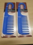 LARGE BLUE SHOWER COMB WIDE TOOTH DETANGLER WET HAIR BRUSH X2 - JUST £3.45