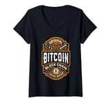 Womens Bitcoin Cryptocurrency Funny Vintage Whiskey Bourbon Label V-Neck T-Shirt