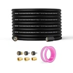 VEVOR 100FT 1/4" 30.5m, 6.35mm Kink Free M22-14mm Brass Thread Brand Pressure, 19mm Bending Radius, 4200 PSI Heavy Duty Power Washer Extension Replacement Hose, Black