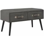 Banquette pouf tabouret meuble banc avec tiroirs 80 cm gris synthétique