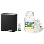 SONGMICS Double Rubbish Bin, 2 x 30L Waste and Recycling Kitchen Bin with 15 Rubbish Bags, Black LTB60BK & Yankee Candle Scented Candle | Clean Cotton Large Jar Candle | Long Burning Candles