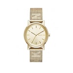 DKNY Watch for Women Soho, Three Hand movement, 34mm Gold Stainless Steel case with a Stainless Steel strap, NY2621