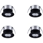 Set med 4 mini infällda LED-spotlights, 3 W, varmvit svart