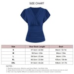 Slim Fit Ruched Blouse Cross Front V Neck Short Sleeved Blouses Shirts Top For