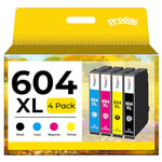 Prodoki Cartouche 604XL 604 XL Multipack Remplacement pour Cartouche Epson 604 XL pour Encre Epson 604 XL pour Expression Home XP 2200 2205 4200 4205 3205 3200 Workforce WF 2950 2930 2910 (4er-Pack)