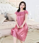 CIDCIJN Chemise De Nuit Pyjama Femme,Mode Sexy Summer Thin Ice Silk Nightdress Ladies New Sleeveless Nightgown Casual Home Dress Pregnant Woman Loose Sleeping Dress, Rose Chaud